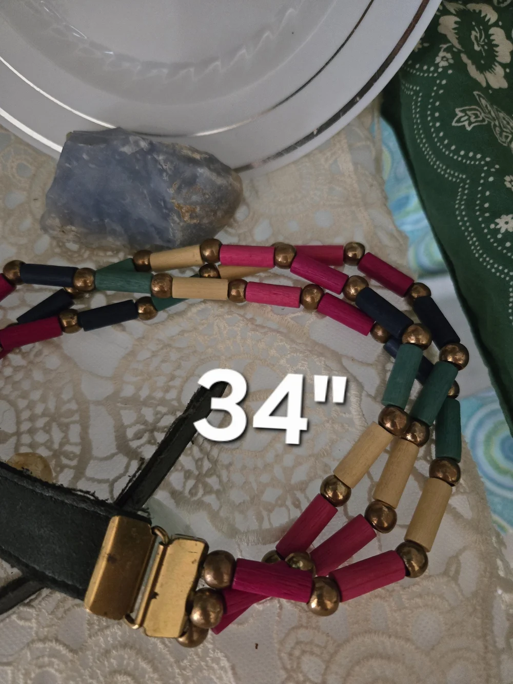 Boho Vintage Multi-Strand Beaded Waist Belt Women's Size 34